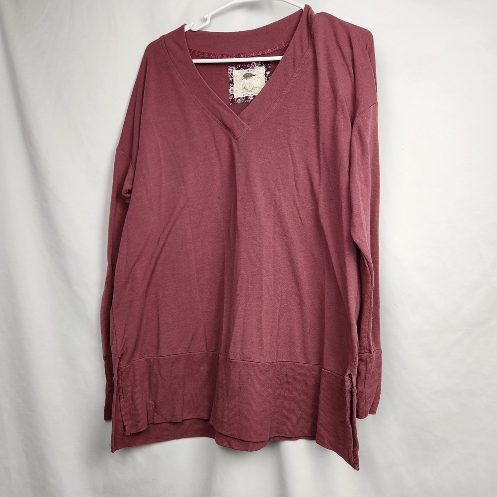 Cupio Women's‎ XL Long Sleeve Pink Pullover Top V-Neck